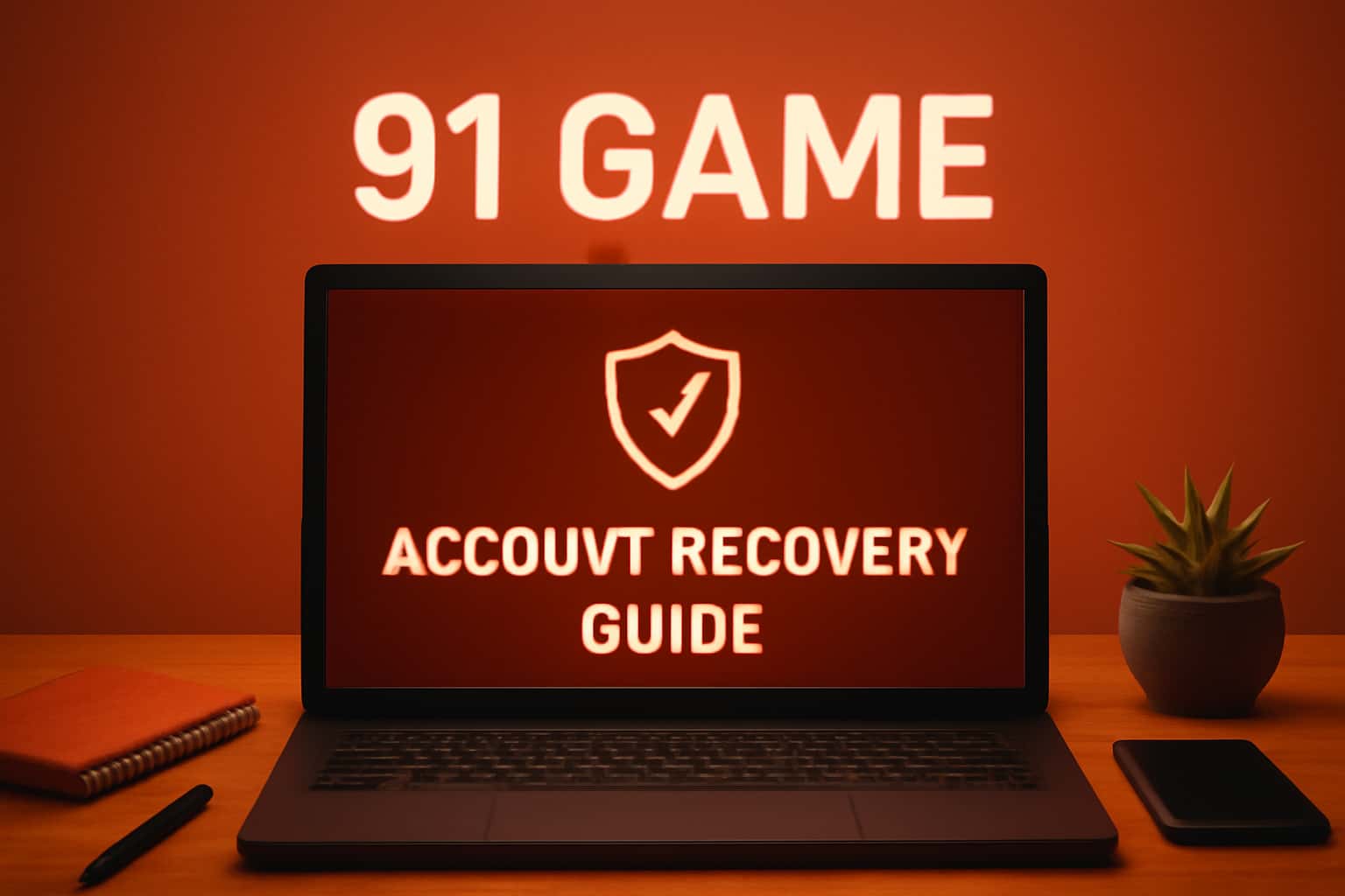 A visual representation of the 91 Game Account Recovery Guide with relevant security themes.