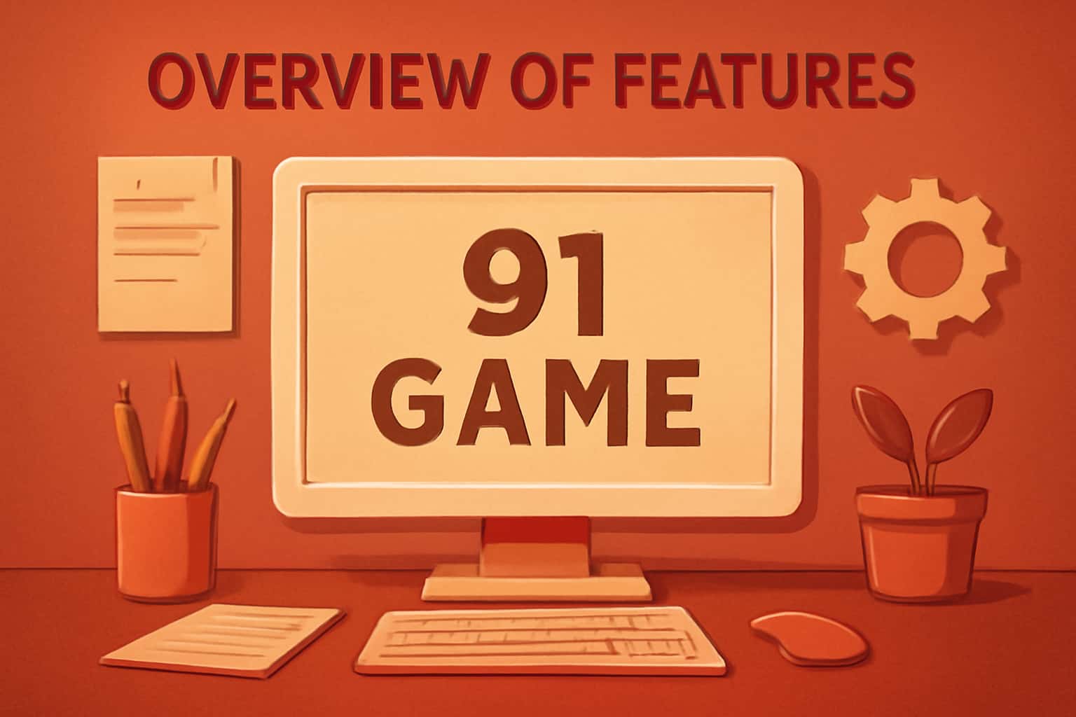 An informative visual representation of 91 Game features.