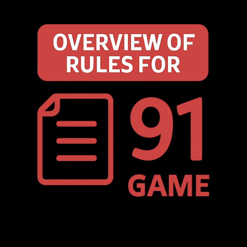 A badge illustrating the rules of the 91 Game.