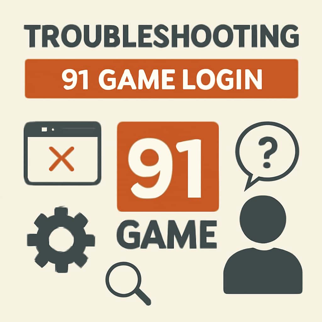 An educational diagram illustrating troubleshooting steps for 91 Game login.
