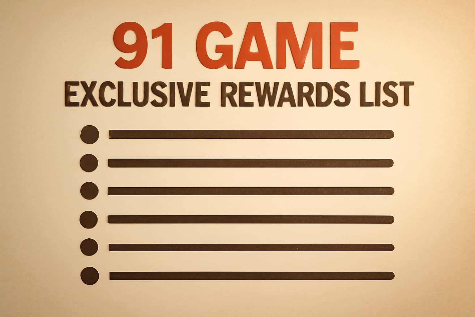 A visually appealing representation of the 91 Game Exclusive Rewards List highlighted in a neutral and informative setting.